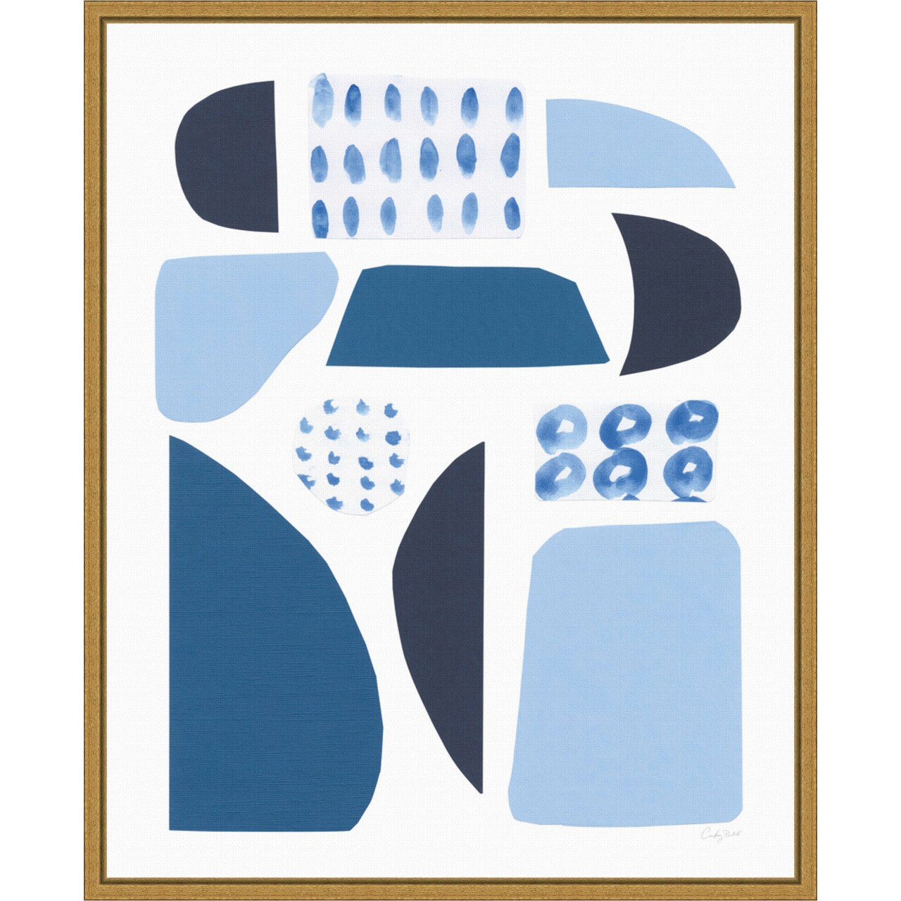 Cozy Cottage Blues II by Courtney Prahl 16-in. W x 20-in. H. Canvas Wall Art Print Framed in Gold